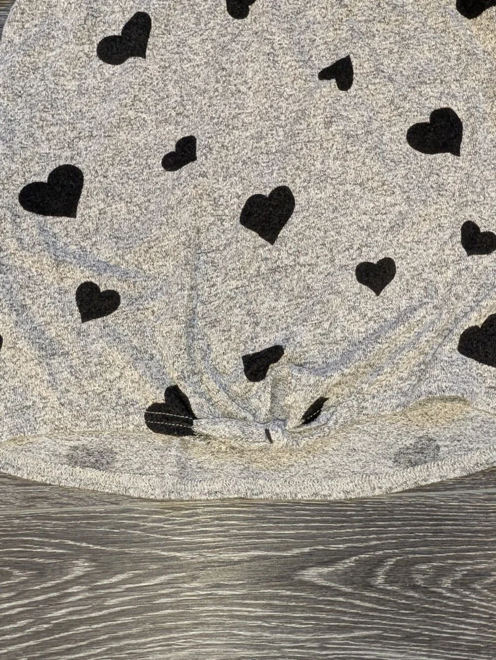 Kids Gray Hoodie Shirt with Black Hearts and Sparkle LOVE